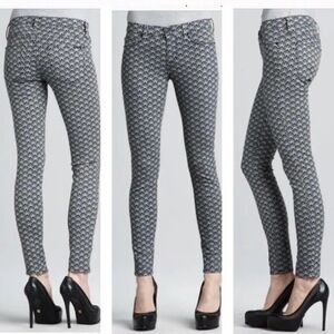 Hudson Nico Diamond Art Deco Printed Super Skinny Jeans Size 26 Mid Rise